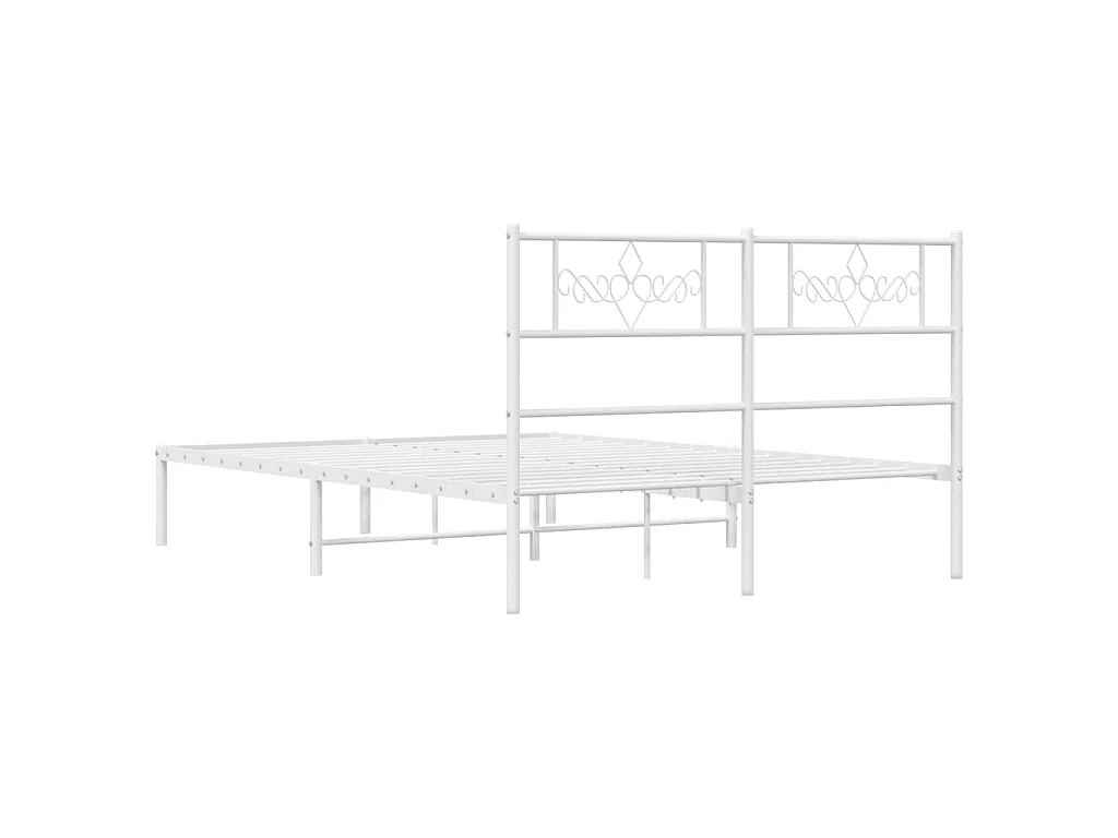 Cadre de lit métal sans matelas et tête de lit blanc 140x190 cm