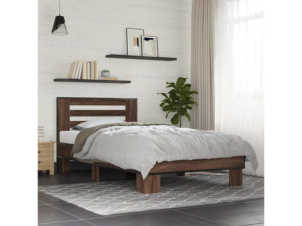 Cadre de lit sans matelas chêne marron 90x190 cm