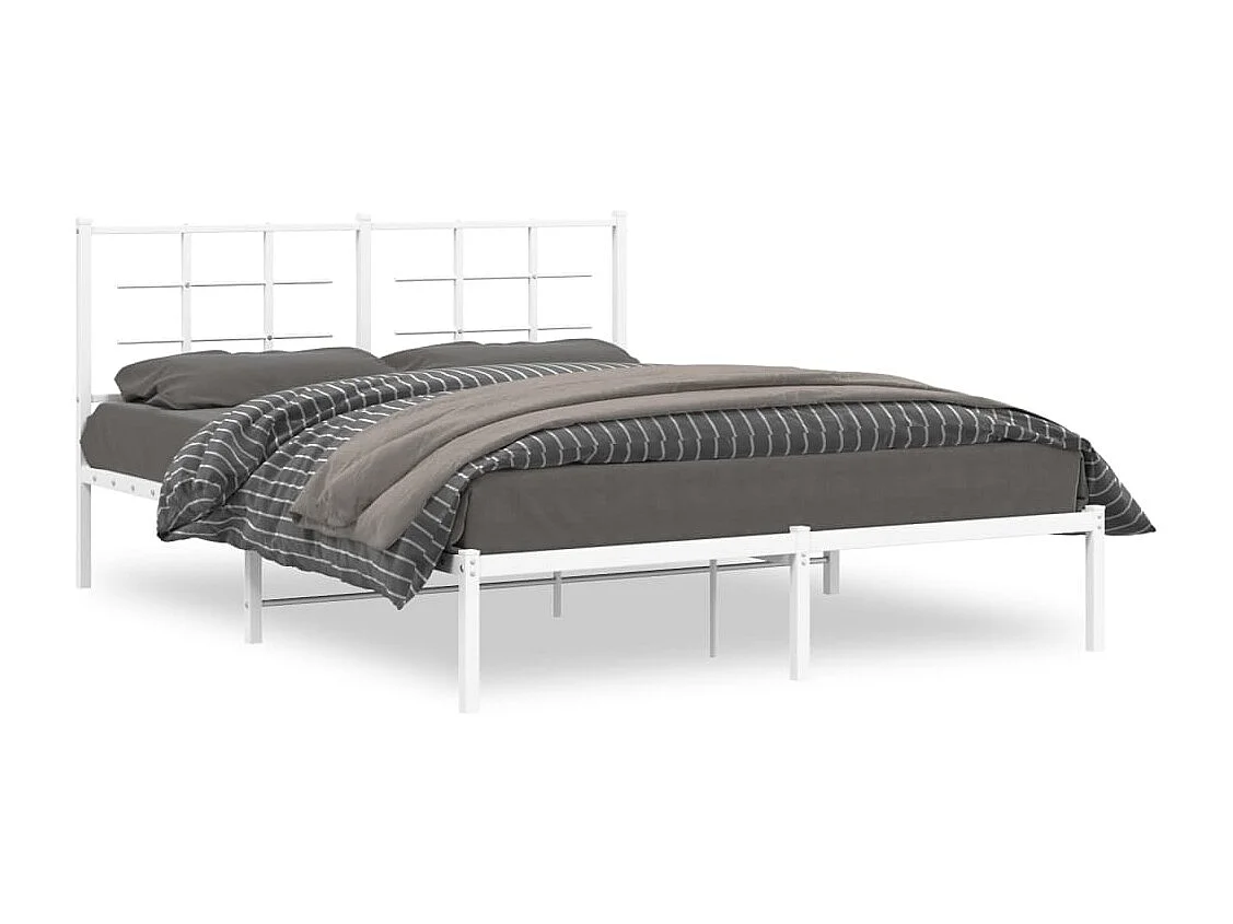 Bettgestell mit Kopfteil Metall Weiß 160x200 cm