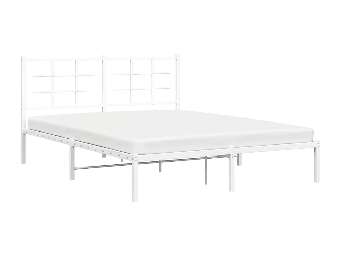 Bettgestell mit Kopfteil Metall Weiß 160x200 cm