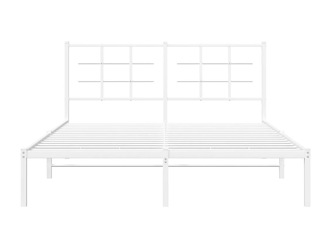 Bettgestell mit Kopfteil Metall Weiß 160x200 cm