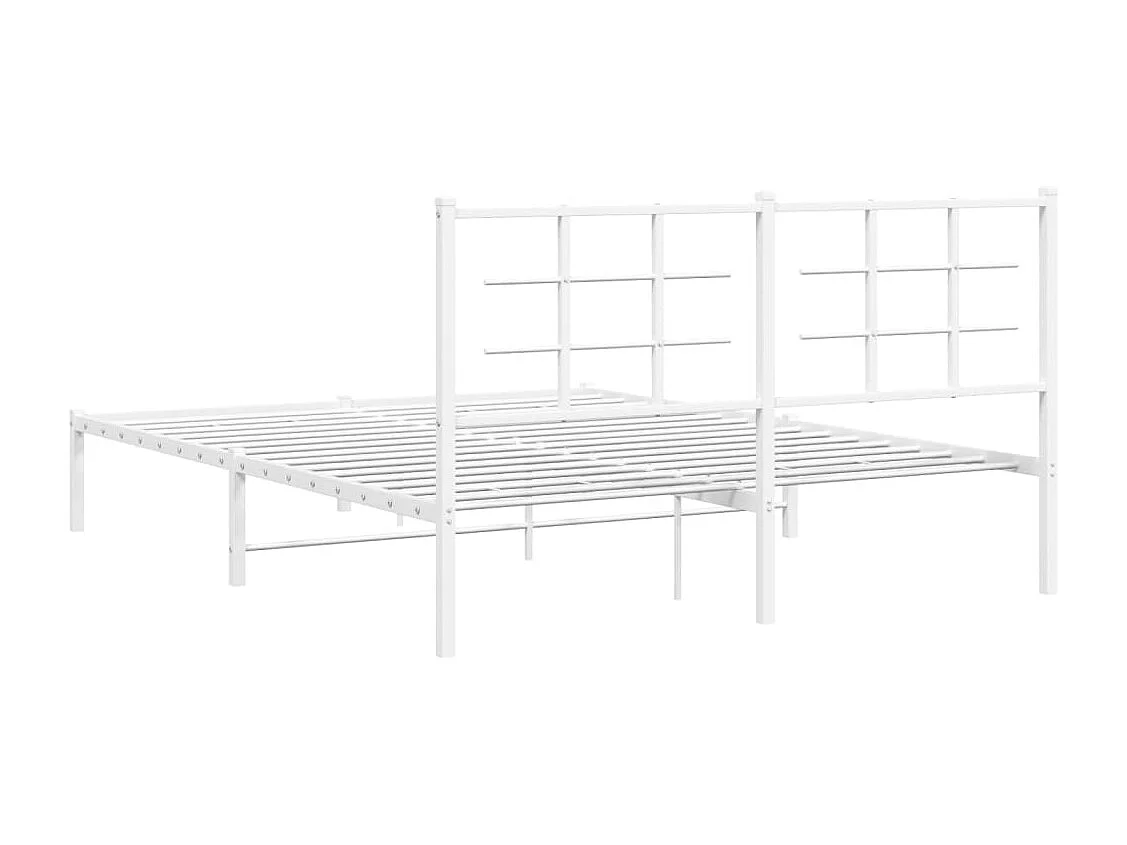 Bettgestell mit Kopfteil Metall Weiß 160x200 cm