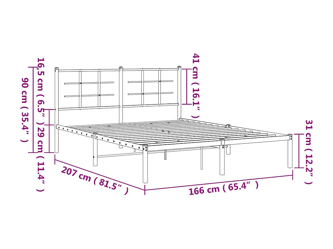 Bettgestell mit Kopfteil Metall Weiß 160x200 cm