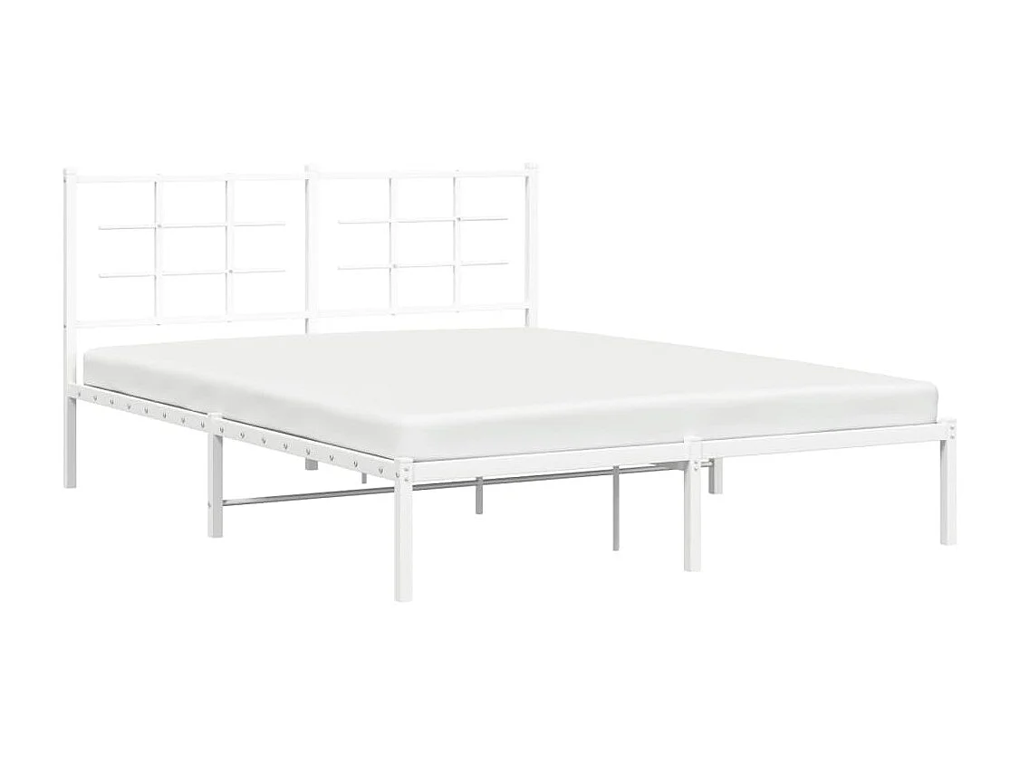 Cadre de lit métal sans matelas et tête de lit blanc 160x200 cm