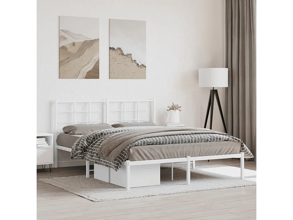 Giroletto con Testiera Metallo Bianco 160x200 cm