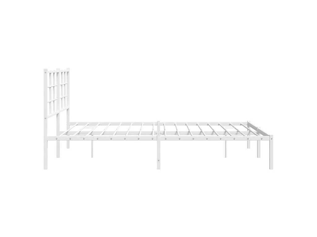 Cadre de lit métal sans matelas et tête de lit blanc 160x200 cm