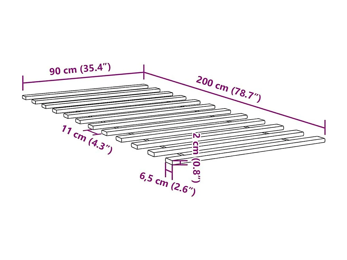 Láminas de somier de cama madera maciza de pino 90x200 cm