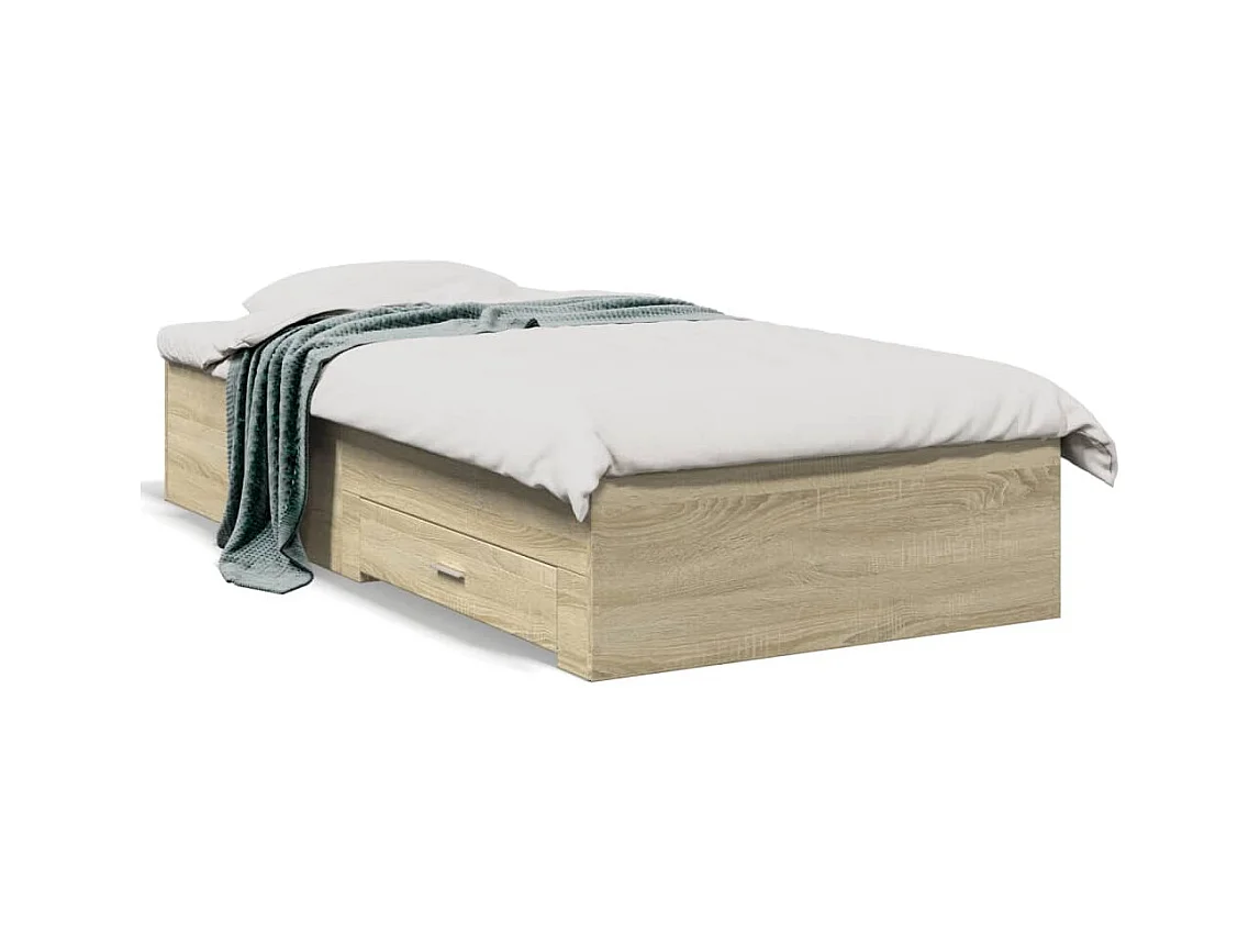 Cadre de lit avec tiroirs sans matelas chêne sonoma 75x190 cm
