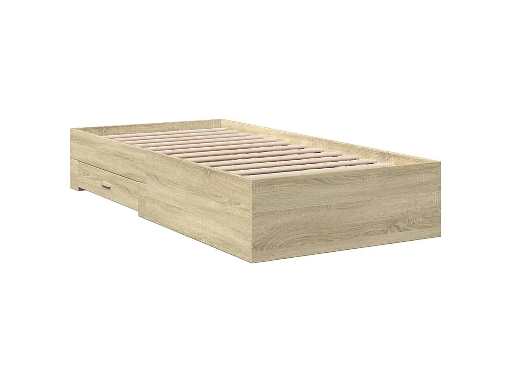 Cadre de lit avec tiroirs sans matelas chêne sonoma 75x190 cm