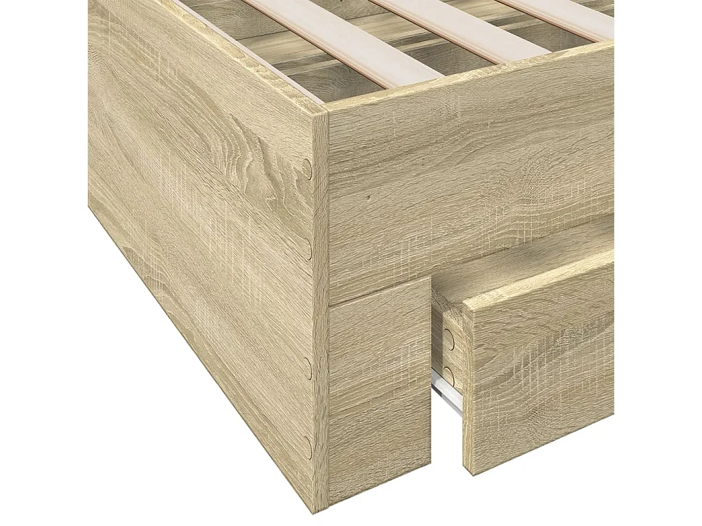 Cadre de lit avec tiroirs sans matelas chêne sonoma 75x190 cm