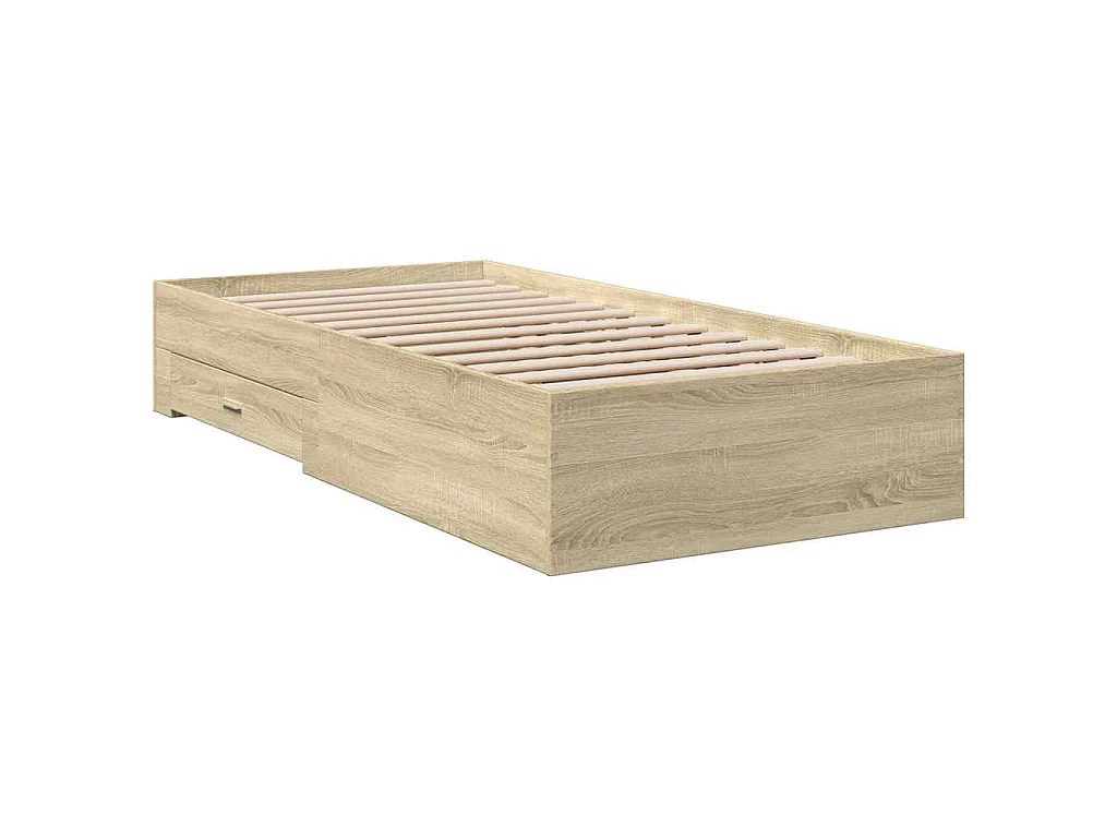 Cadre de lit avec tiroirs sans matelas chêne sonoma 75x190 cm
