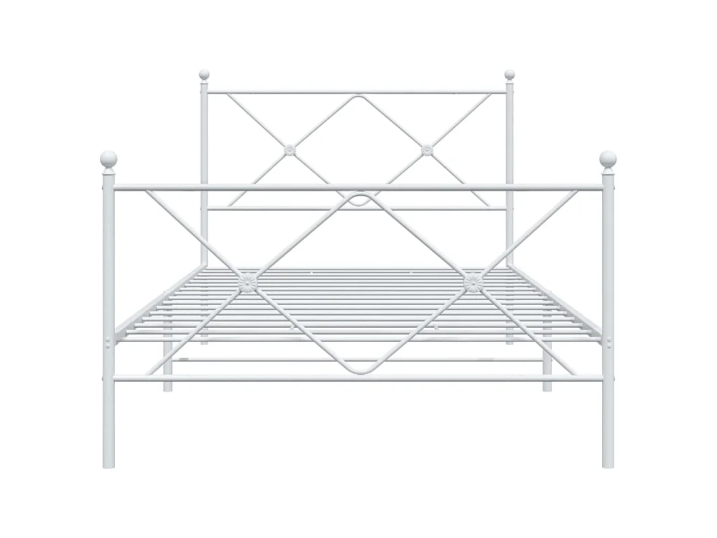 Cadre de lit métal sans matelas et pied de lit blanc 100x200 cm