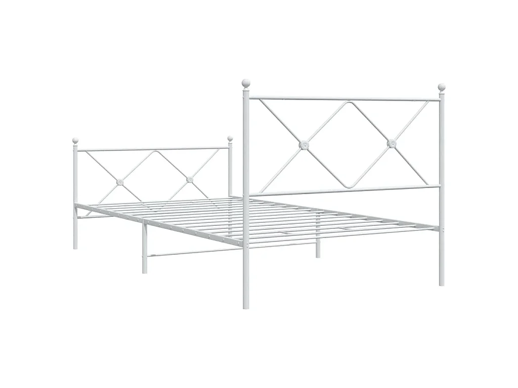 Cadre de lit métal sans matelas et pied de lit blanc 100x200 cm