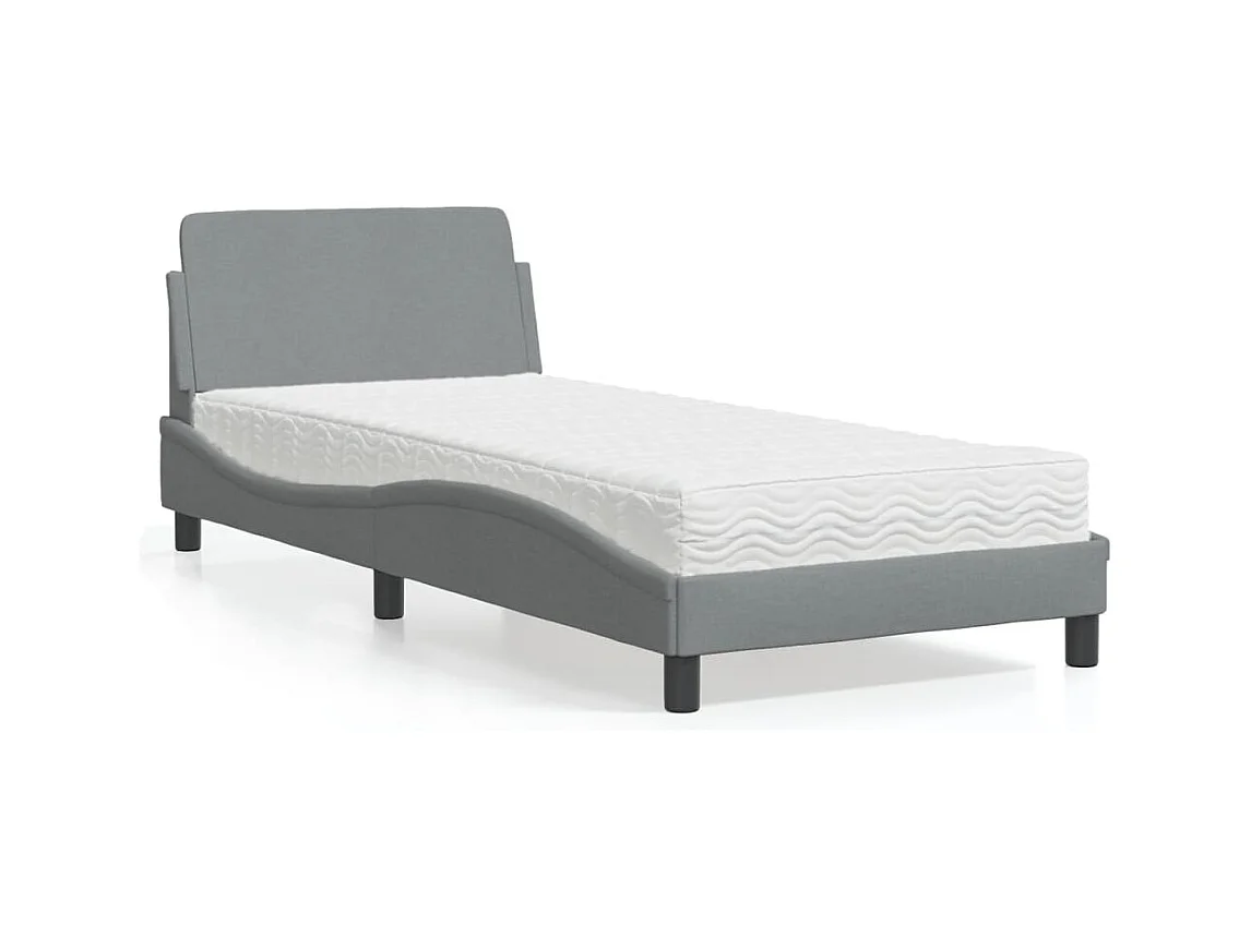 Lit avec matelas gris clair 80x200 cm tissu