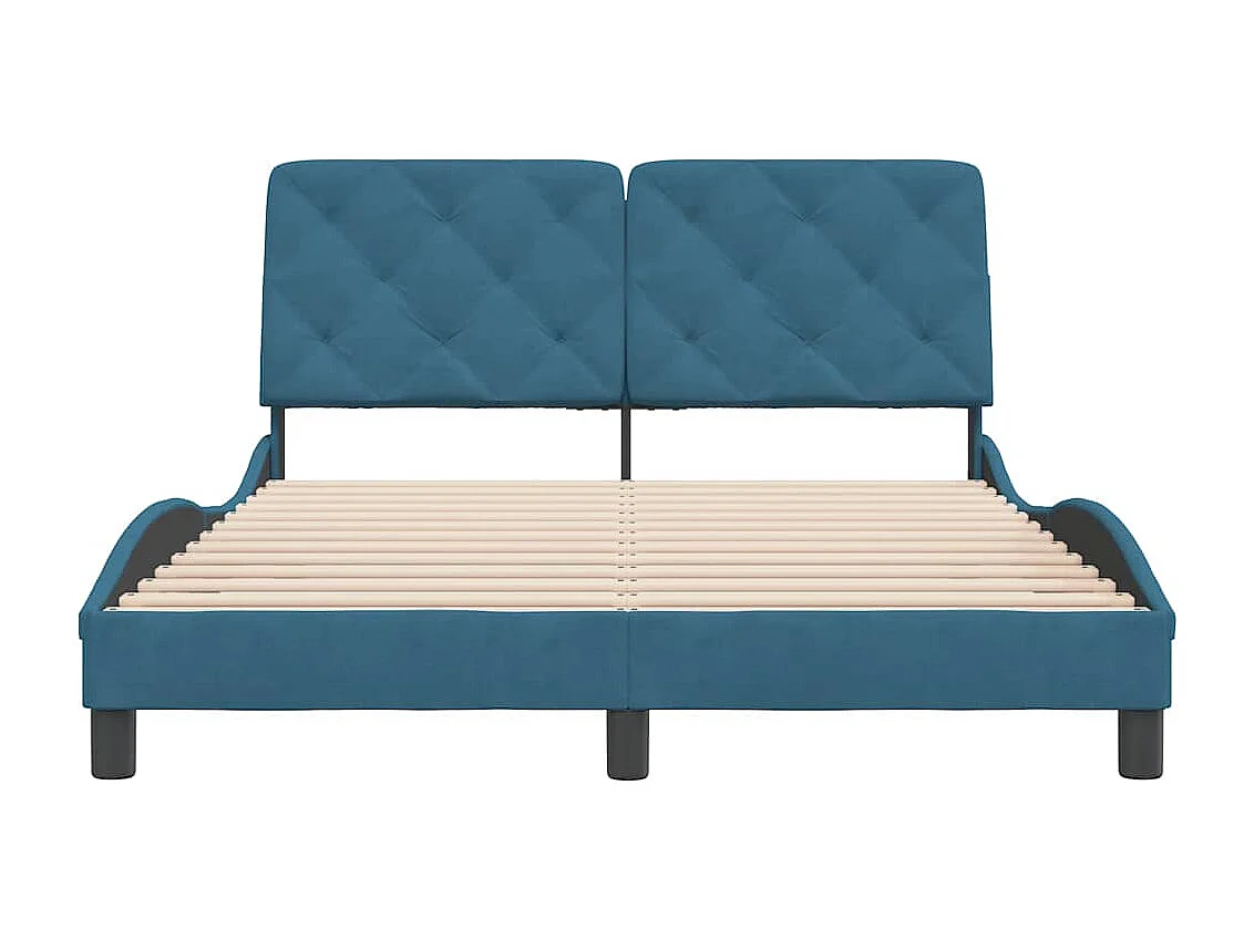 Cadre de lit sans matelas bleu 120x200 cm velours