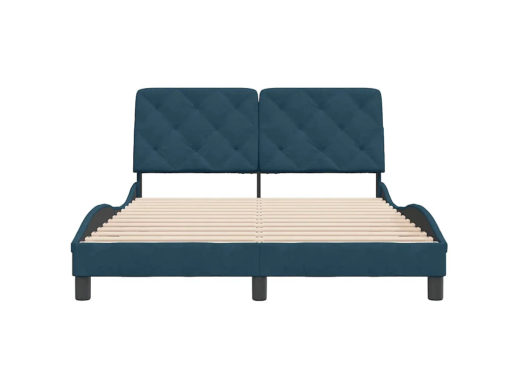 Cadre de lit sans matelas bleu 120x200 cm velours