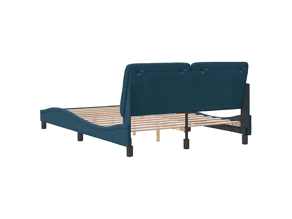 Cadre de lit sans matelas bleu 120x200 cm velours