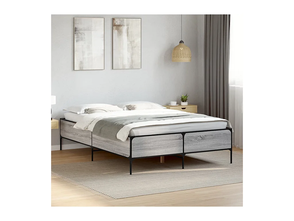 Cadre de lit sans matelas sonoma gris 135x190 cm