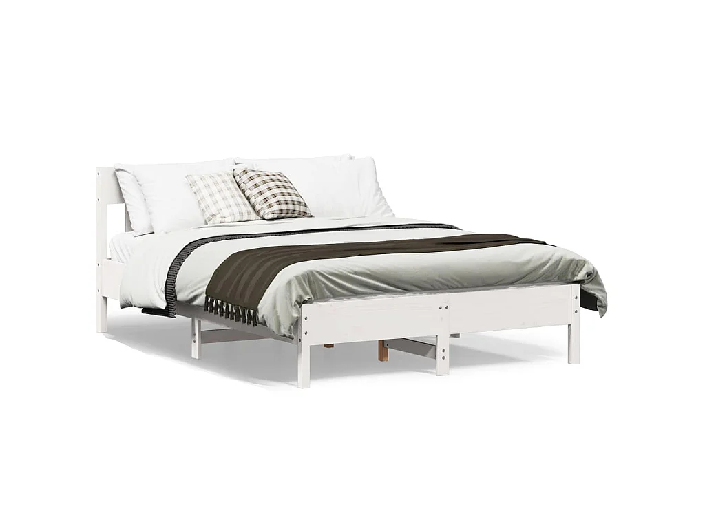 Cadre de lit sans matelas blanc 120x190 cm bois de pin massif