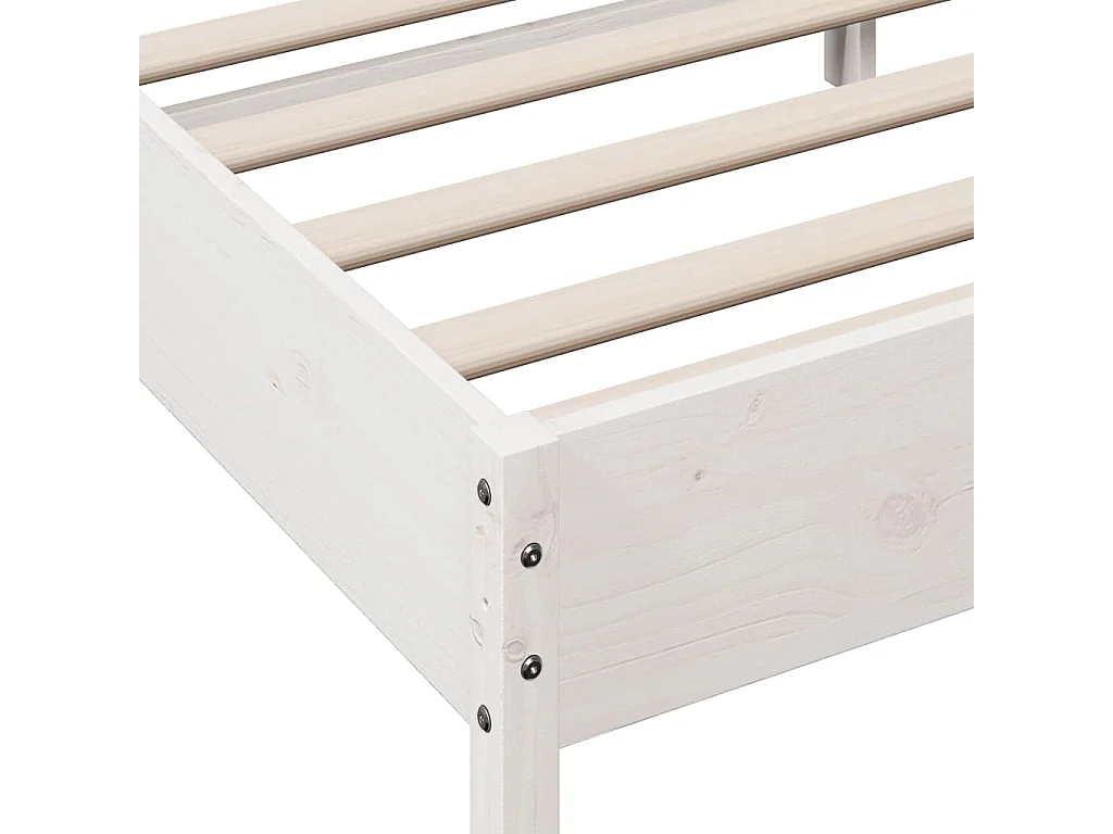 Cadre de lit sans matelas blanc 120x190 cm bois de pin massif