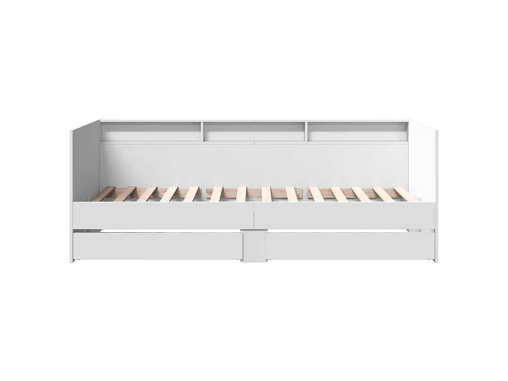 Divano Letto con Cassetti senza Materasso Bianco 75x190 cm