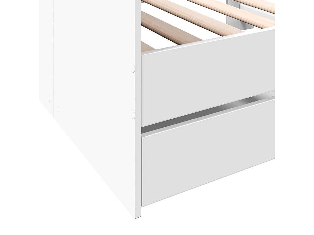 Divano Letto con Cassetti senza Materasso Bianco 75x190 cm
