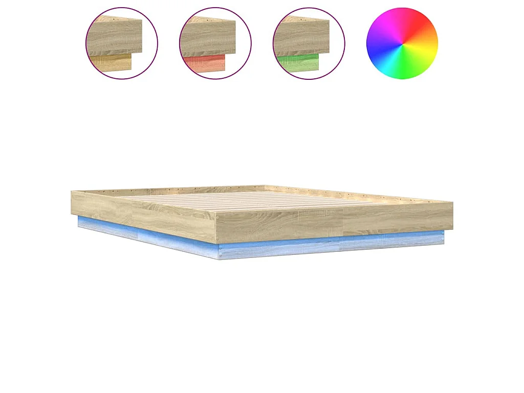 Giroletto con Luci LED Rovere Sonoma 160x200 cm