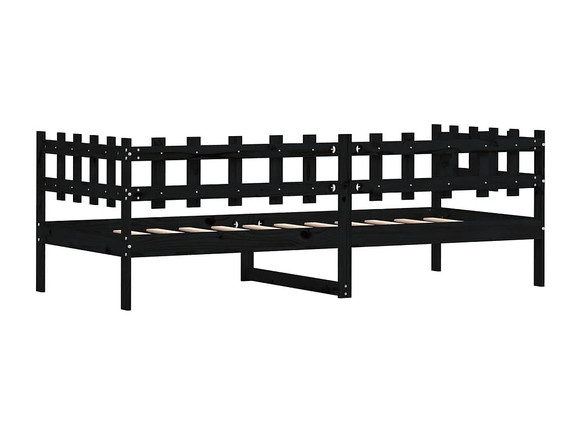 Dormeuse Nera 90x190 cm in Legno Massello di Pino