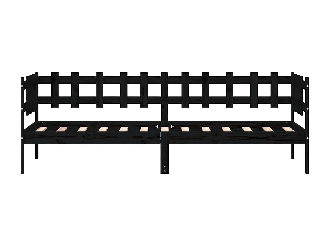 Lit de jour sans matelas noir 90x190 cm bois de pin massif