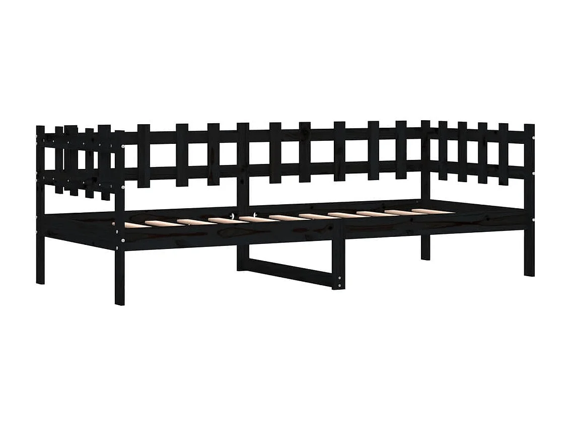 Lit de jour sans matelas noir 90x190 cm bois de pin massif