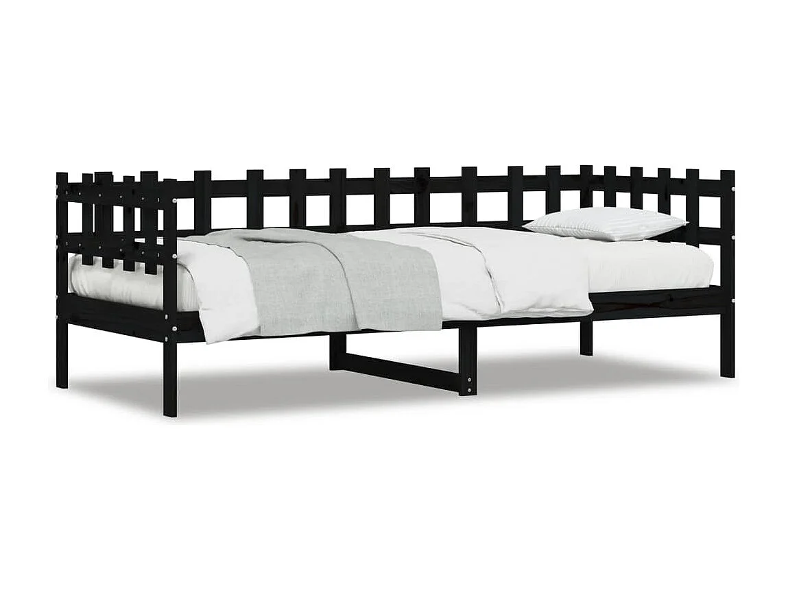 Dormeuse Nera 90x190 cm in Legno Massello di Pino