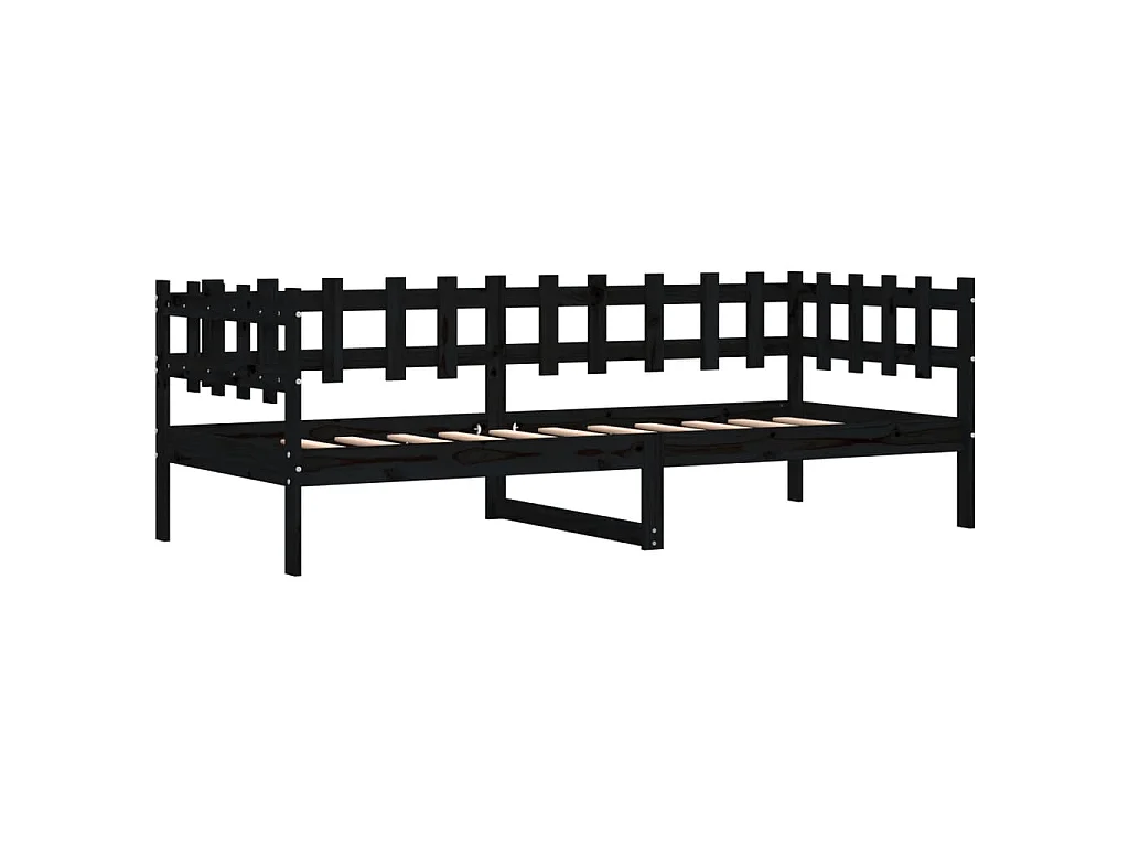 Dormeuse Nera 90x190 cm in Legno Massello di Pino