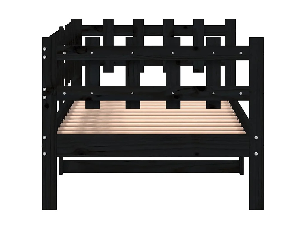 Dormeuse Nera 90x190 cm in Legno Massello di Pino