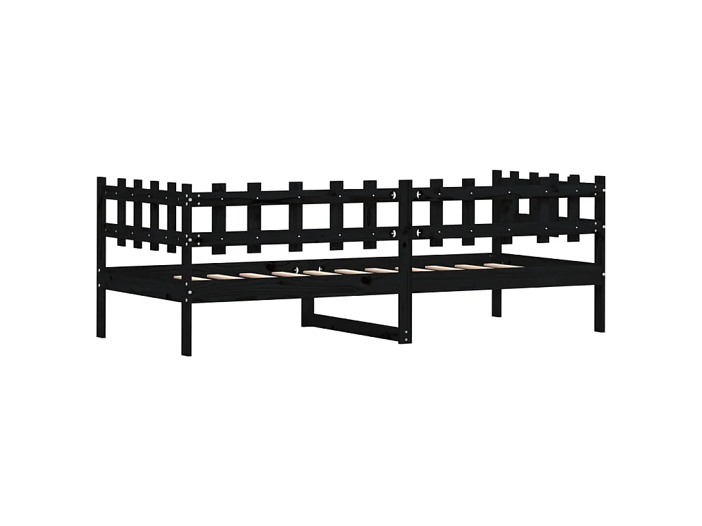 Dormeuse Nera 90x190 cm in Legno Massello di Pino