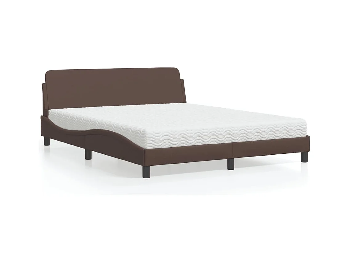 Lit avec matelas marron 160x200 cm similicuir
