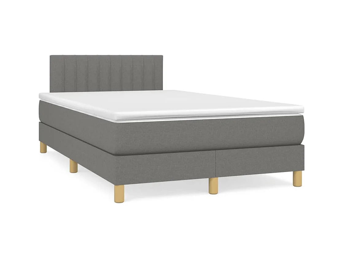 Sommier à lattes de lit avec matelas gris foncé 120x190cm tissu
