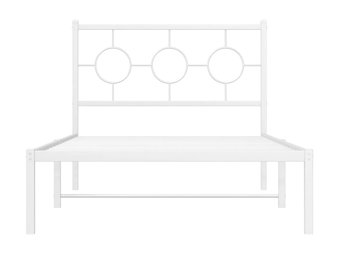 Cadre de lit métal sans matelas et tête de lit blanc 100x200 cm