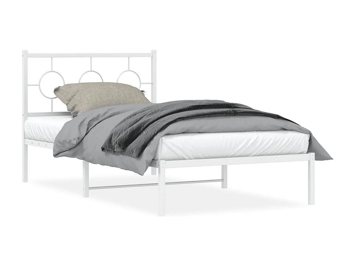 Bedframe met hoofdbord metaal wit 100x200 cm
