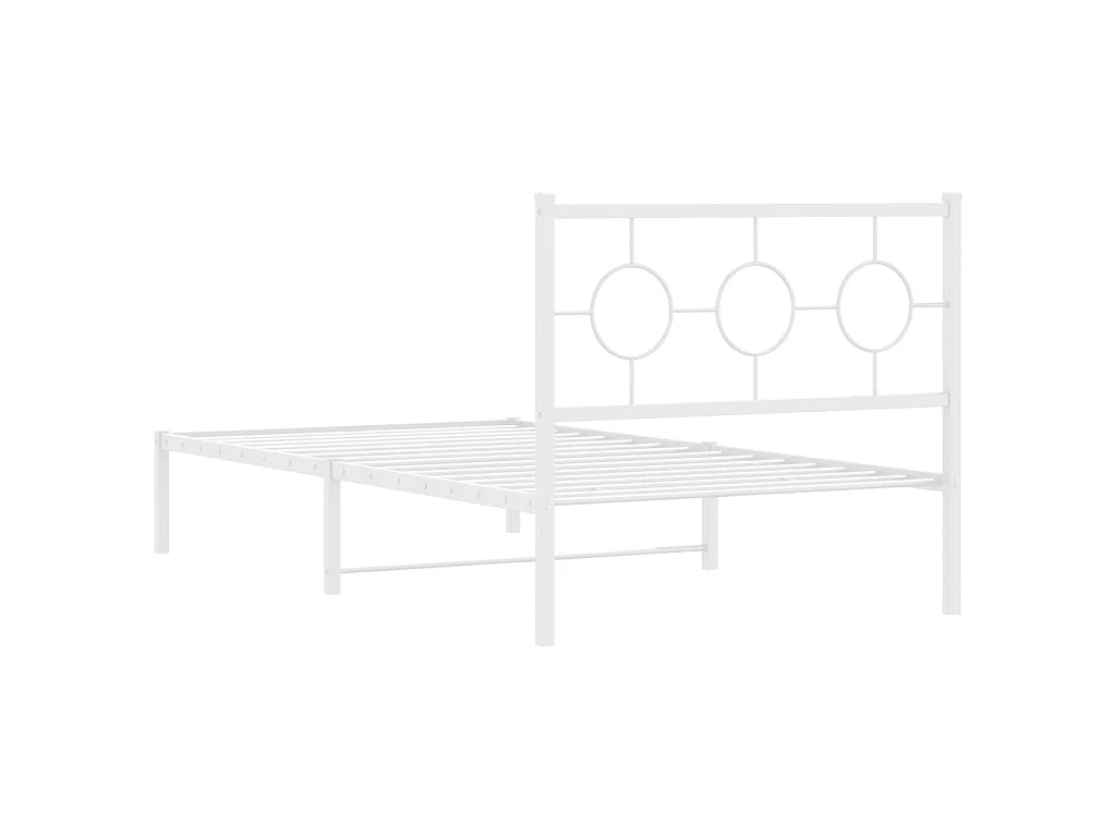 Bedframe met hoofdbord metaal wit 100x200 cm