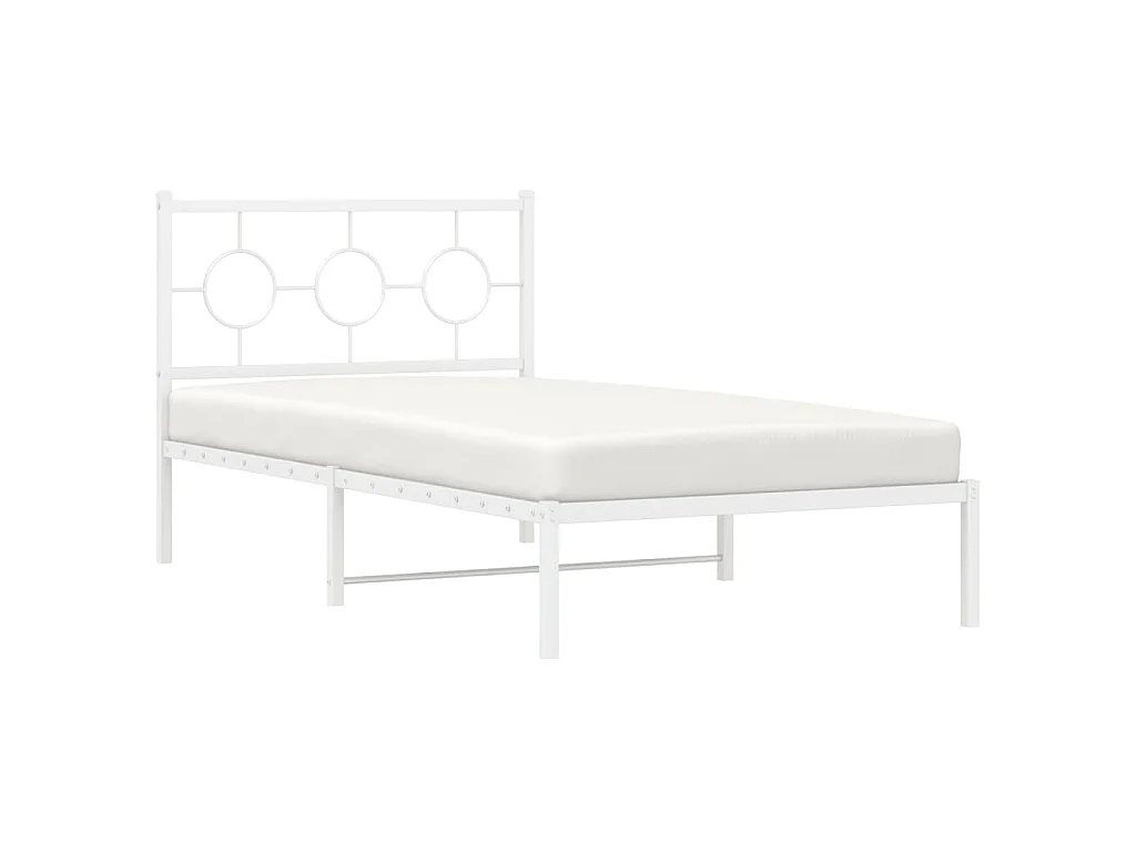 Bedframe met hoofdbord metaal wit 100x200 cm
