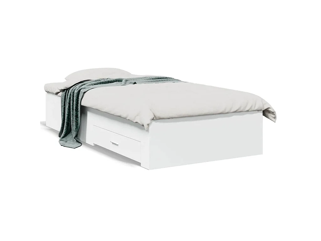Cama con cajones madera de ingeniería blanca 90x200 cm