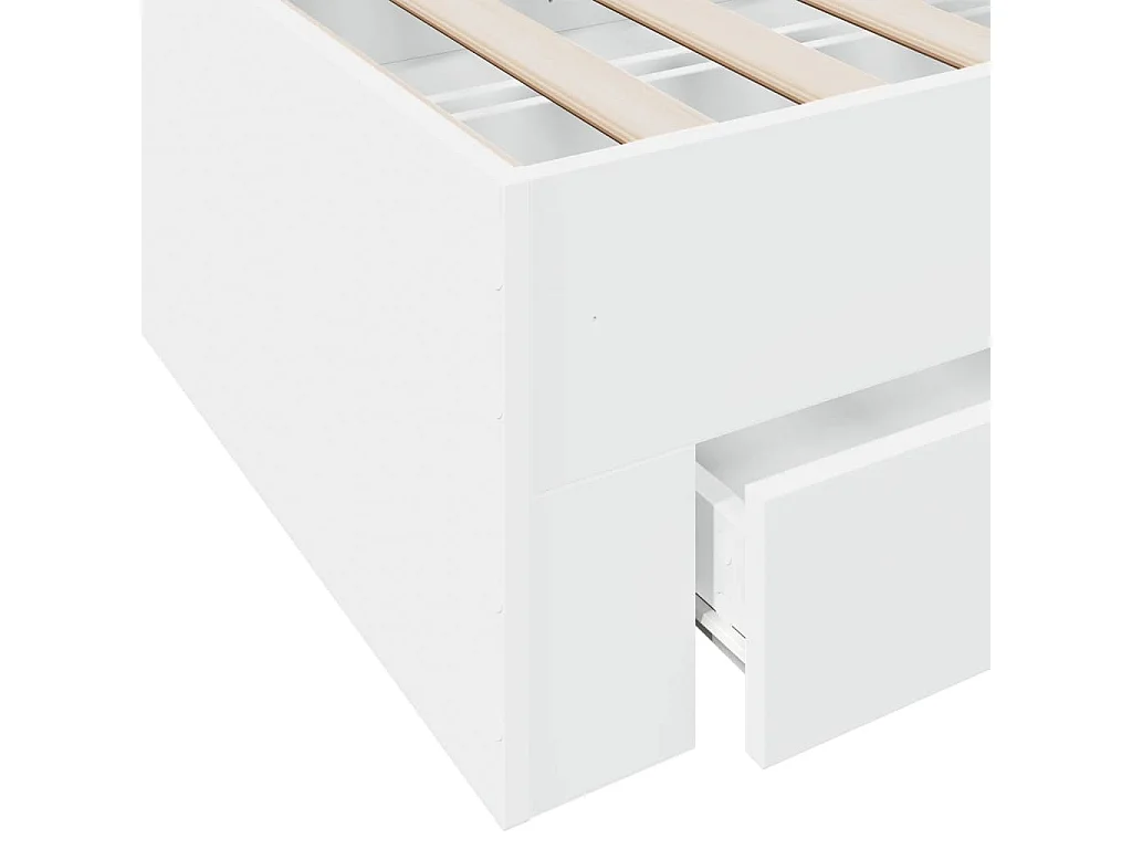 Cadre de lit avec tiroirs sans matelas blanc 90x200 cm
