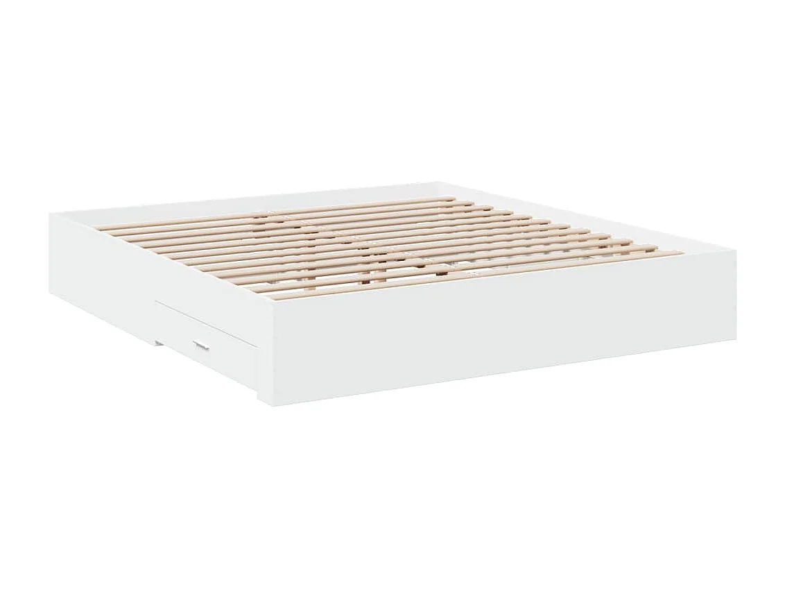 Bedframe met lades bewerkt hout wit 200x200 cm