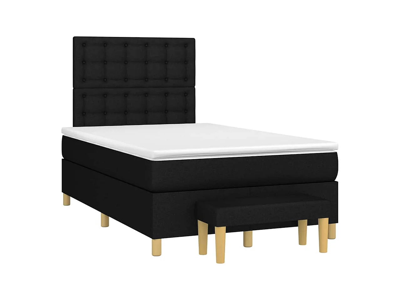 Sommier à lattes de lit avec matelas noir 120x190 cm tissu
