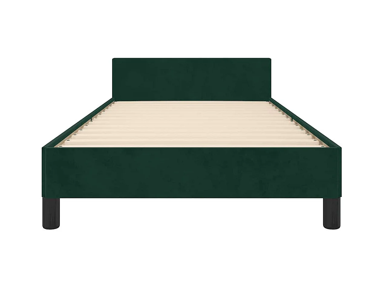 Cadre de lit sans matelas vert foncé 90x190 cm velours