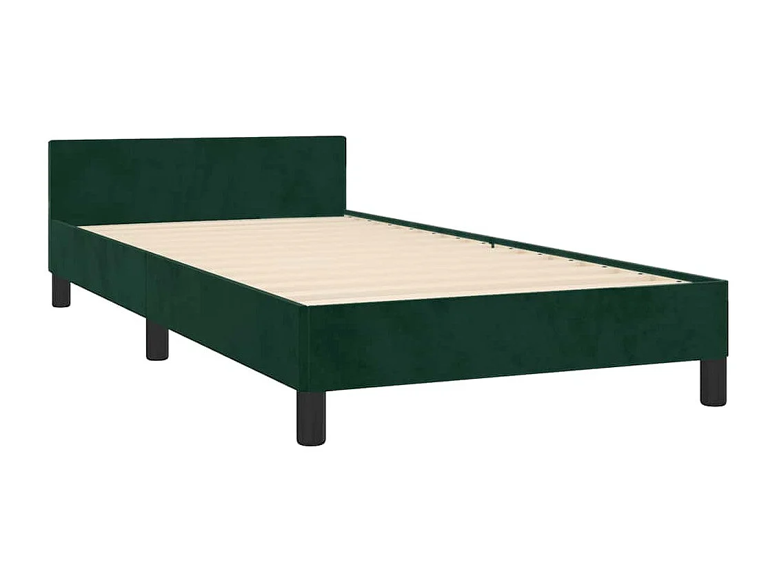 Cadre de lit sans matelas vert foncé 90x190 cm velours