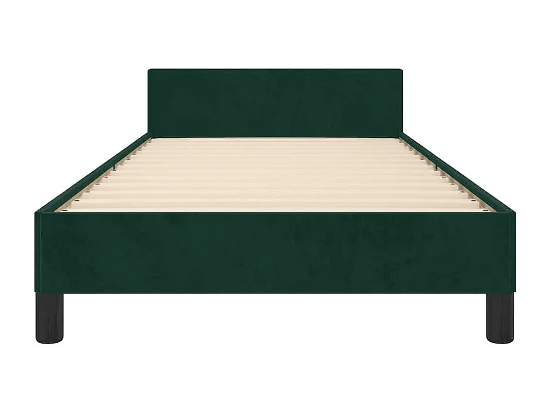 Cadre de lit sans matelas vert foncé 90x190 cm velours