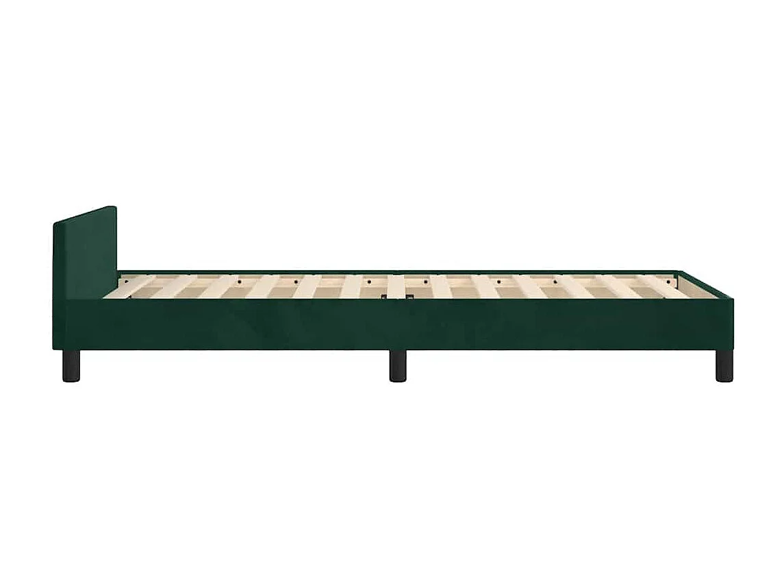 Cadre de lit sans matelas vert foncé 90x190 cm velours