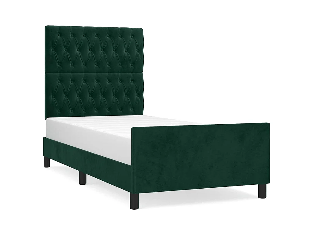 Giroletto senza Materasso Verde Scuro 90x190 cm in Velluto