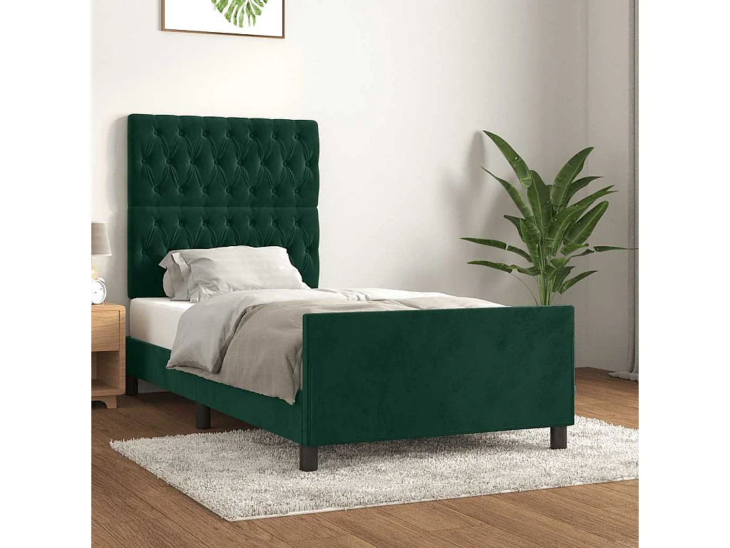Giroletto senza Materasso Verde Scuro 90x190 cm in Velluto